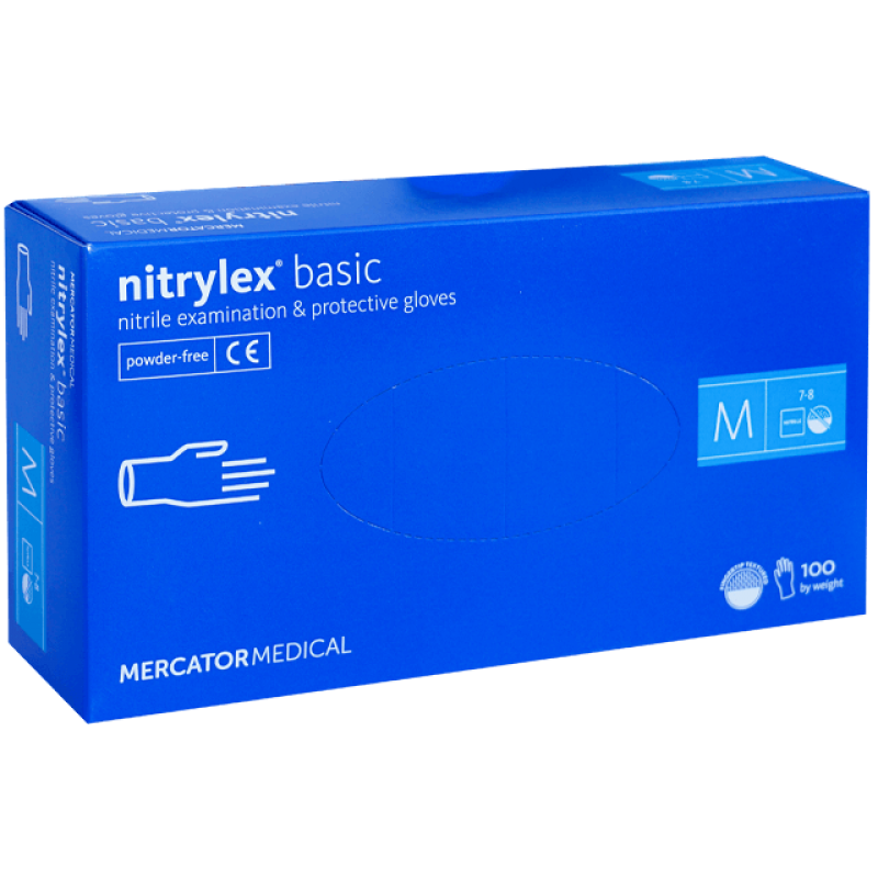 Manusi nitril nepudrate M 100 buc albastre medicale examinare Nitrilex Basic Mercator